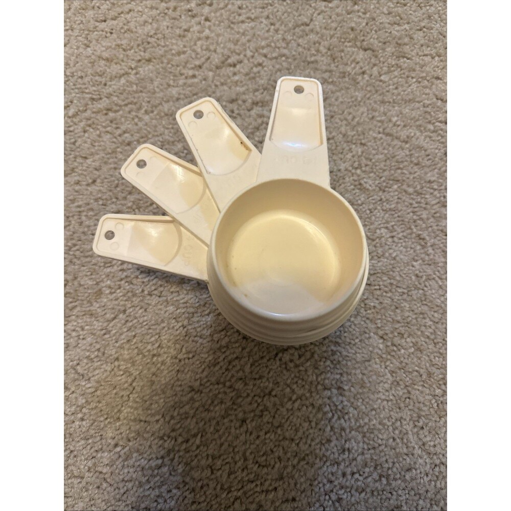 Vintage Tupperware Measuring Cups set of 4 Almond Cream Beige Stackable Vintage
